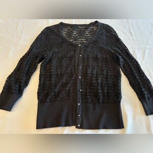 White House Black Market Black Lace Button Down Cardigan